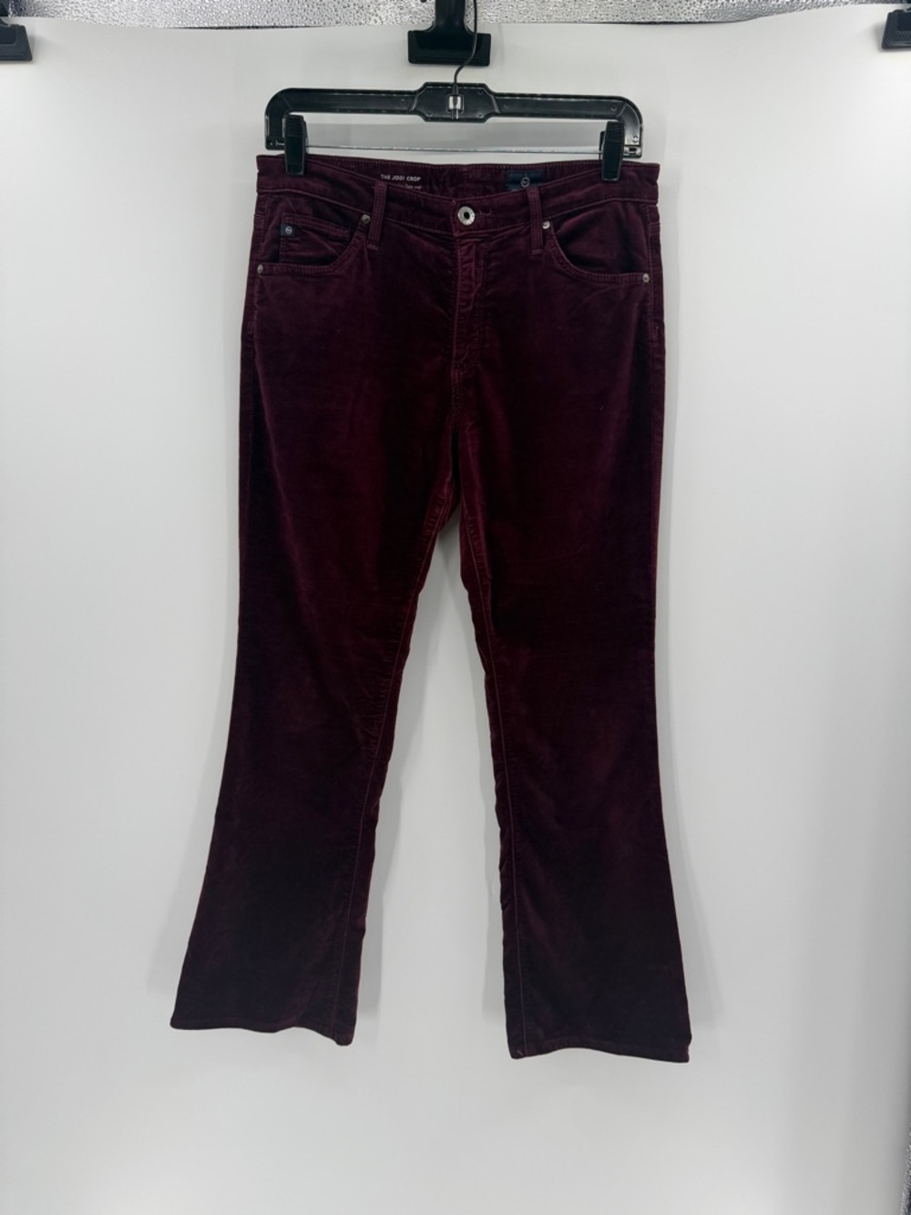 AG Adriano Goldschmied The Jodi Crop Velvet Slim Flare Crop - Wine - 28